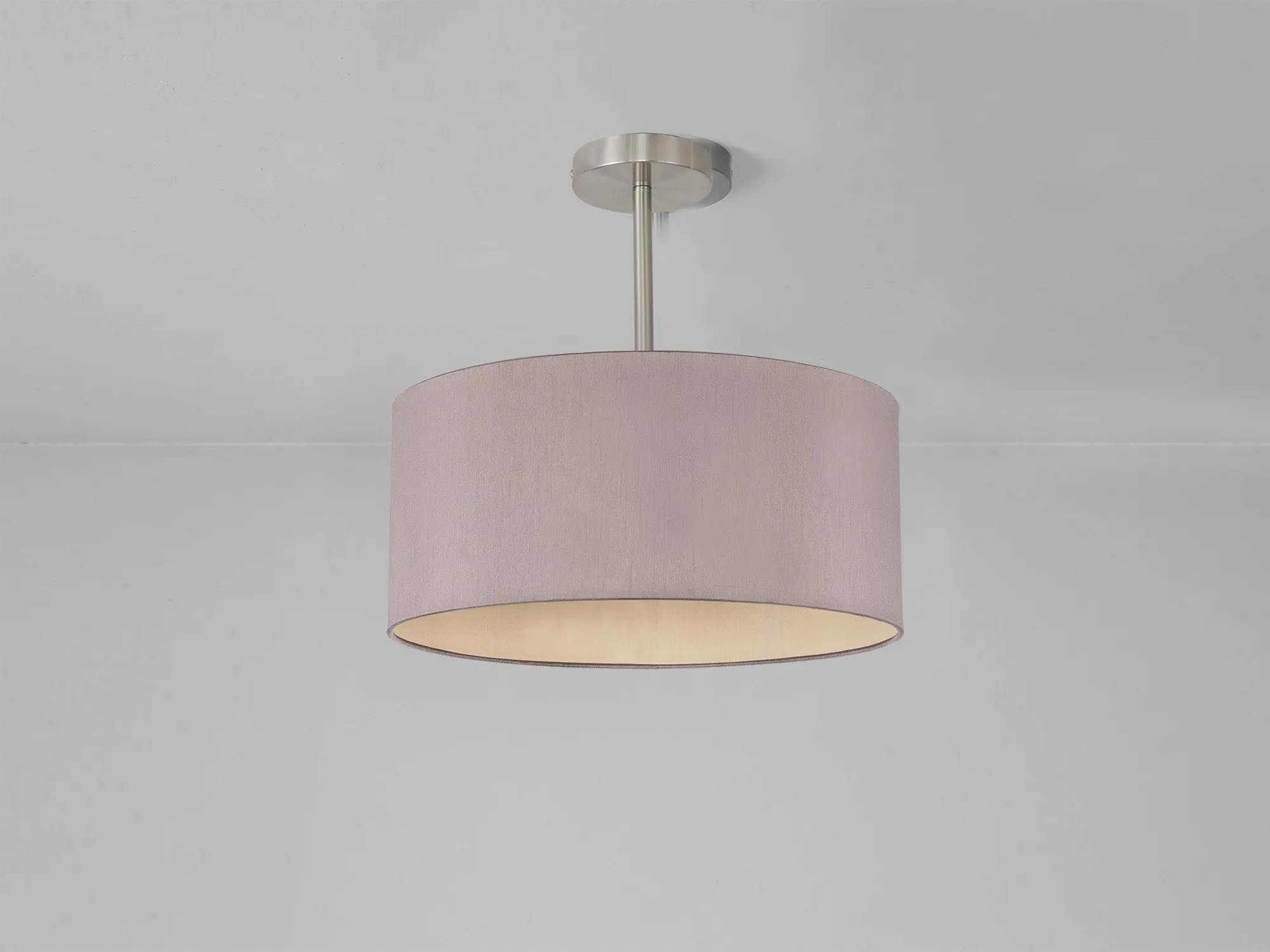 Baymont 40cm Semi Flush 1 Light Satin Nickel, Taupe/Halo Gold DK0249  Deco Baymont